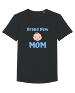 Brand New Mom (albastru, băiat)  Tricou mânecă scurtă guler larg Bărbat Skater