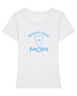 Brand New Mom (albastru, băiat)  Tricou mânecă scurtă guler larg fitted Damă Expresser