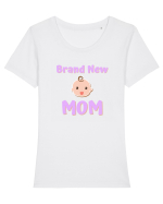 Brand New Mom (roz, fetiță)  Tricou mânecă scurtă guler larg fitted Damă Expresser