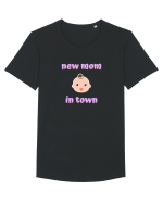 New mom in town. (roz, fetiță)  Tricou mânecă scurtă guler larg Bărbat Skater
