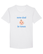 New dad in town. (albastru, băiat)  Tricou mânecă scurtă guler larg Bărbat Skater