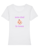 New dad in town. (roz, fetiță)  Tricou mânecă scurtă guler larg fitted Damă Expresser