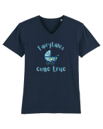 Fairytales come true. (cărucior bebeluș albastru)  Tricou mânecă scurtă guler V Bărbat Presenter