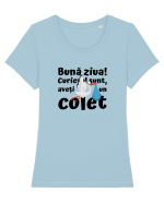 Curier Barză, aveți un colet. (negru)  Tricou mânecă scurtă guler larg fitted Damă Expresser
