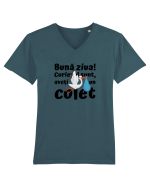 Curier Barză, aveți un colet. (negru)  Tricou mânecă scurtă guler V Bărbat Presenter