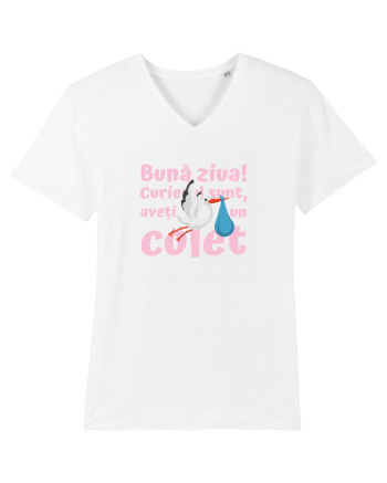 Curier Barză, aveți un colet. (roz, fetiță)  White