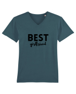 Best girlfriend (negru)  Tricou mânecă scurtă guler V Bărbat Presenter