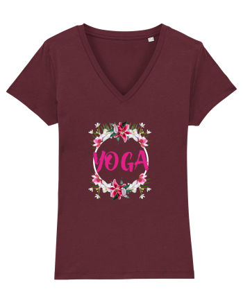 yoga floral design Burgundy