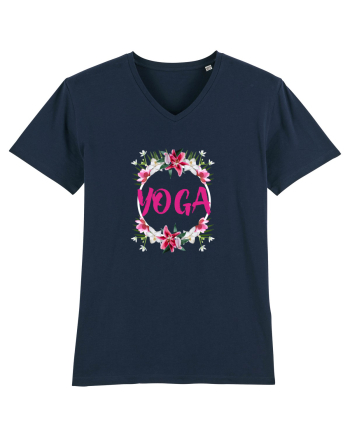 yoga floral design French Navy