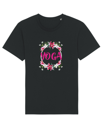 yoga floral design Black