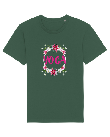 yoga floral design Bottle Green