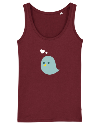 Tricou de cuplu (pasăre verde)  Burgundy