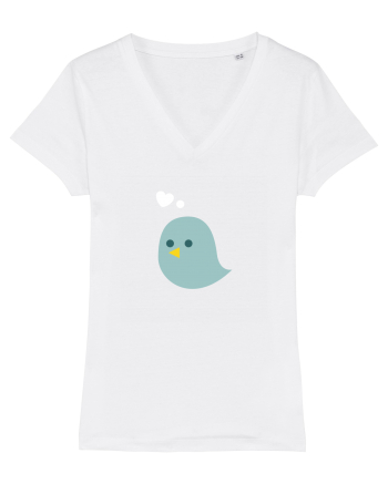 Tricou de cuplu (pasăre verde)  White