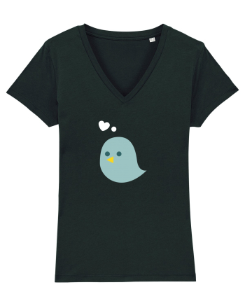 Tricou de cuplu (pasăre verde)  Black