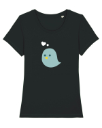 Tricou de cuplu (pasăre verde)  Tricou mânecă scurtă guler larg fitted Damă Expresser