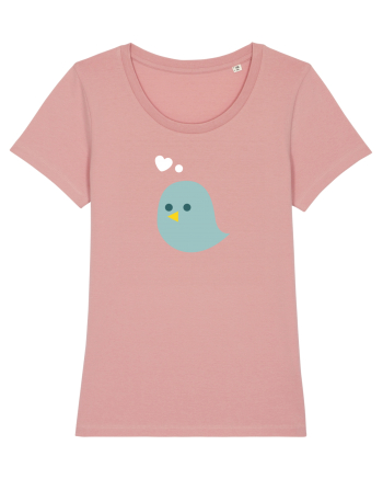 Tricou de cuplu (pasăre verde)  Canyon Pink