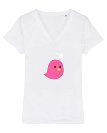 Tricou de cuplu (pasăre roz)  White