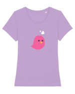Tricou de cuplu (pasăre roz)  Tricou mânecă scurtă guler larg fitted Damă Expresser