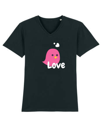 Tricou cuplu pasăre roz 