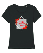 yoga floral design11 Tricou mânecă scurtă guler larg fitted Damă Expresser