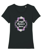 yoga floral design2 Tricou mânecă scurtă guler larg fitted Damă Expresser