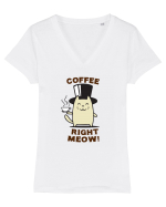 Coffee right Meow Tricou mânecă scurtă guler V Damă Evoker