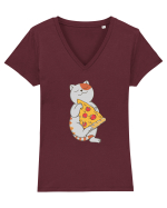Pizza Cat Tricou mânecă scurtă guler V Damă Evoker