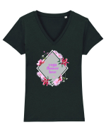 yoga floral design8 Tricou mânecă scurtă guler V Damă Evoker