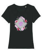 yoga floral design8 Tricou mânecă scurtă guler larg fitted Damă Expresser