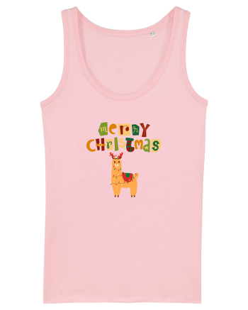 Merry Christmas Llama Cotton Pink