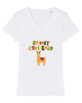 Merry Christmas Llama White