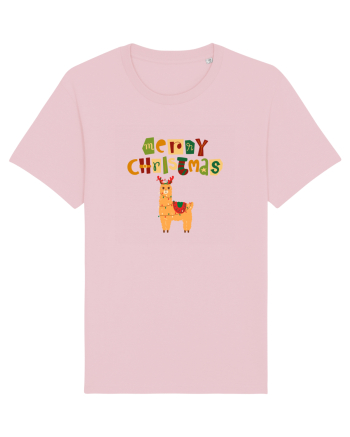 Merry Christmas Llama Cotton Pink