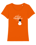 Merry Christmas Om de Zăpadă Tricou mânecă scurtă guler larg fitted Damă Expresser