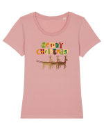 Merry Christmas (reni la datorie)  Tricou mânecă scurtă guler larg fitted Damă Expresser