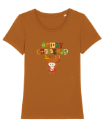 Merry Christmas (Ren luminos)  Tricou mânecă scurtă guler larg fitted Damă Expresser