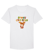 Merry Christmas (Ren luminos)  Tricou mânecă scurtă guler larg Bărbat Skater