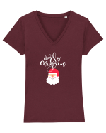 Merry Christmas (Moș Crăciun)  Tricou mânecă scurtă guler V Damă Evoker