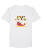Merry Christmas (sania lui Moș Crăciun)  Tricou mânecă scurtă guler larg Bărbat Skater