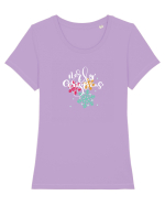 Merry Christmas (fulgi de nea colorați)  Tricou mânecă scurtă guler larg fitted Damă Expresser