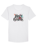 Merry Christmas (decorațiuni Crăciun) negru Tricou mânecă scurtă guler larg Bărbat Skater