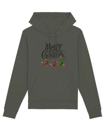 Merry Christmas (scenă de Crăciun) negru Khaki