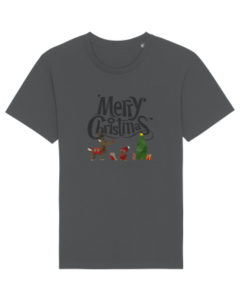 Merry Christmas (scenă de Crăciun) negru Anthracite