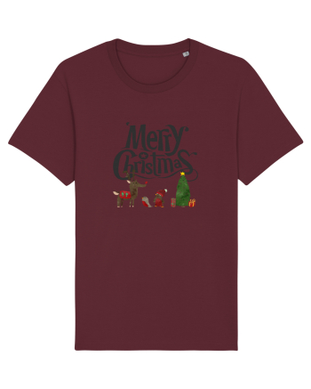 Merry Christmas (scenă de Crăciun) negru Burgundy