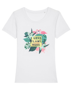 I love Flamingos Tricou mânecă scurtă guler larg fitted Damă Expresser