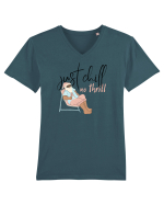 Moș Crăciun Just Chill No Thrill (negru)  Tricou mânecă scurtă guler V Bărbat Presenter