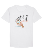 Moș Crăciun Just Chill No Thrill (negru)  Tricou mânecă scurtă guler larg Bărbat Skater