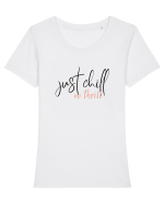 Just Chill No Thrill (negru)  Tricou mânecă scurtă guler larg fitted Damă Expresser