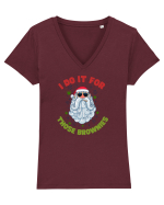 Moș Crăciun (I do it for those brownies)  Tricou mânecă scurtă guler V Damă Evoker