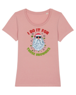 Moș Crăciun (I do it for those brownies)  Tricou mânecă scurtă guler larg fitted Damă Expresser