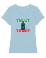 Too Lit to Quit (Brad de Crăciun)  Tricou mânecă scurtă guler larg fitted Damă Expresser